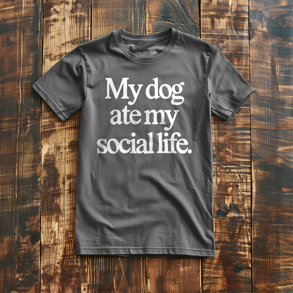 My Dog Ate My Social Life - T-Shirt - Asphalt