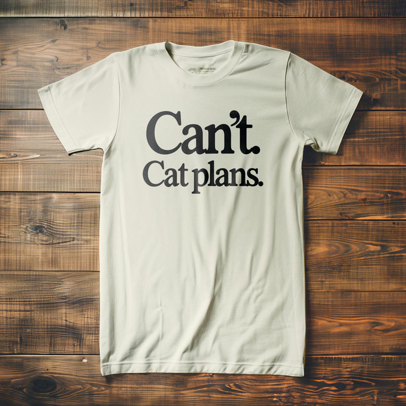 Can't. Cat Plans. - T-Shirt - Vintage White