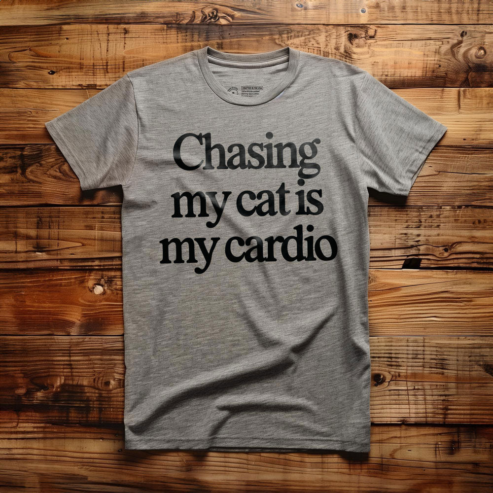 Chasing My Cat Is My Cardio - T-Shirt - Athletic Heather