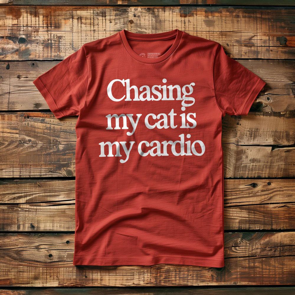 Chasing My Cat Is My Cardio - T-Shirt - Red
