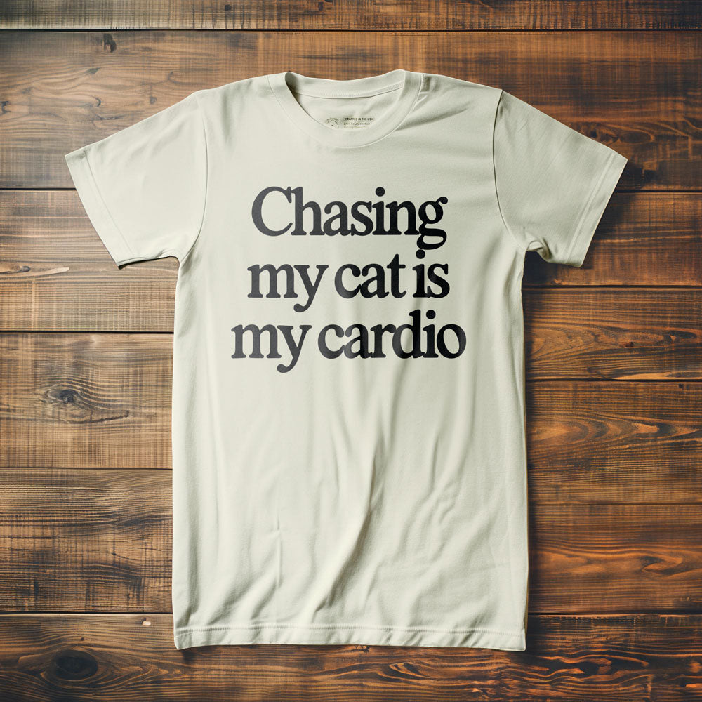 Chasing My Cat Is My Cardio - T-Shirt - Vintage White
