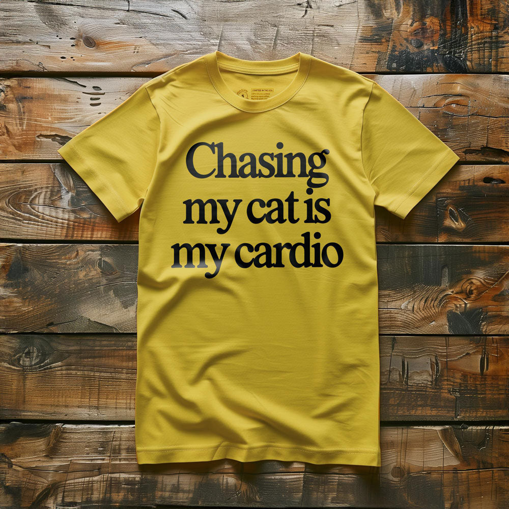 Chasing My Cat Is My Cardio - T-Shirt - Yellow