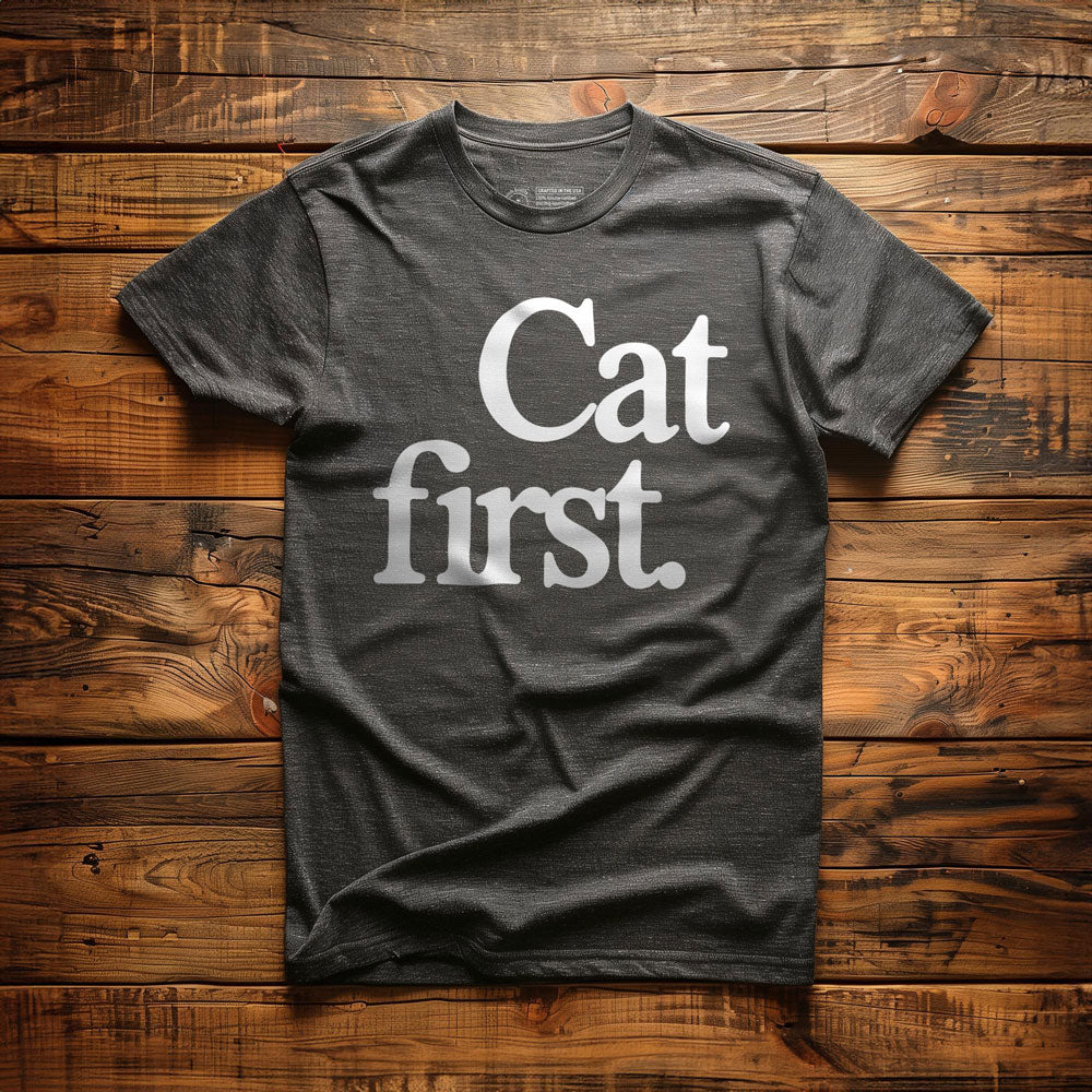 Cat First - T-Shirt - Dark Grey Heather