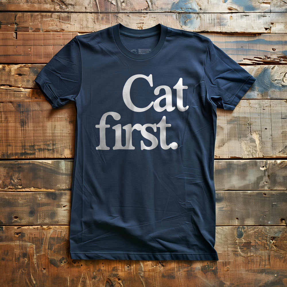 Cat First - T-Shirt - Navy