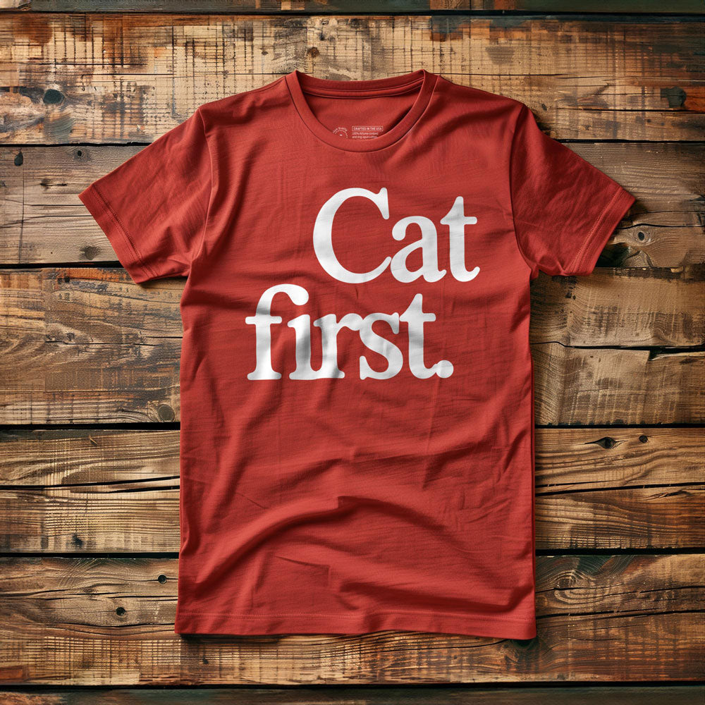 Cat First - T-Shirt - Red