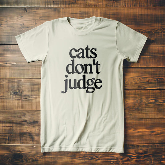 Cats Don't Judge - T-Shirt - Vintage White