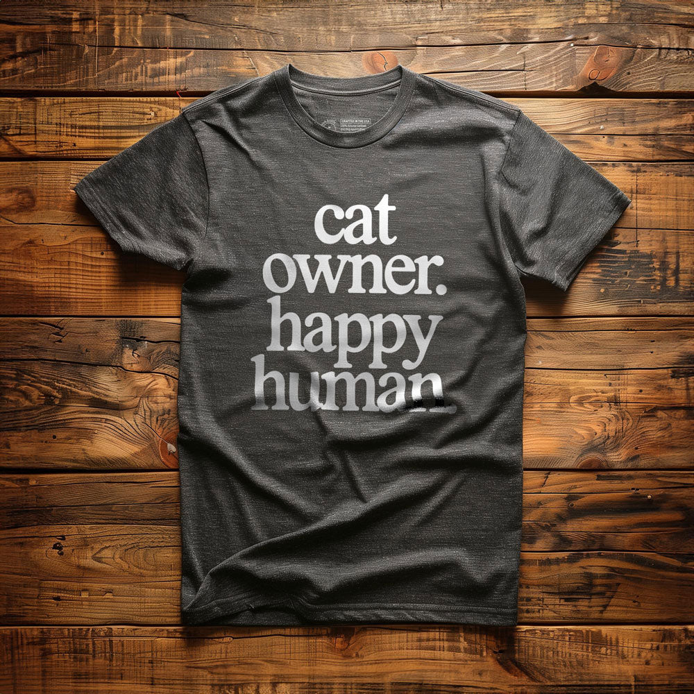 Cat Owner. Happy Human. - T-Shirt - Dark Grey Heather