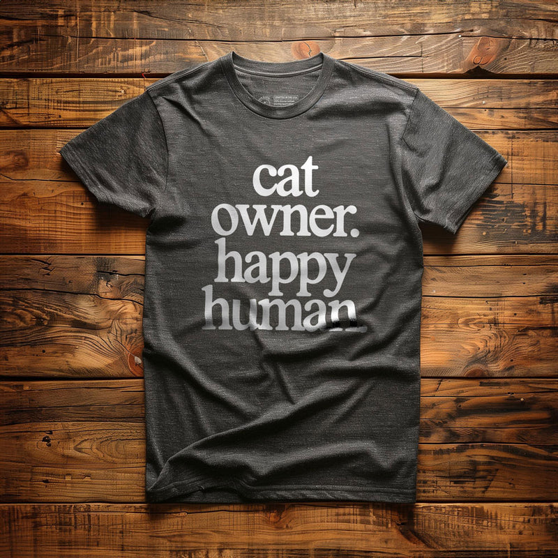 Cat Owner. Happy Human. - T-Shirt - Dark Grey Heather