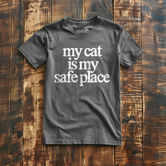 My Cat Is My Safe Place - T-Shirt - Asphalt