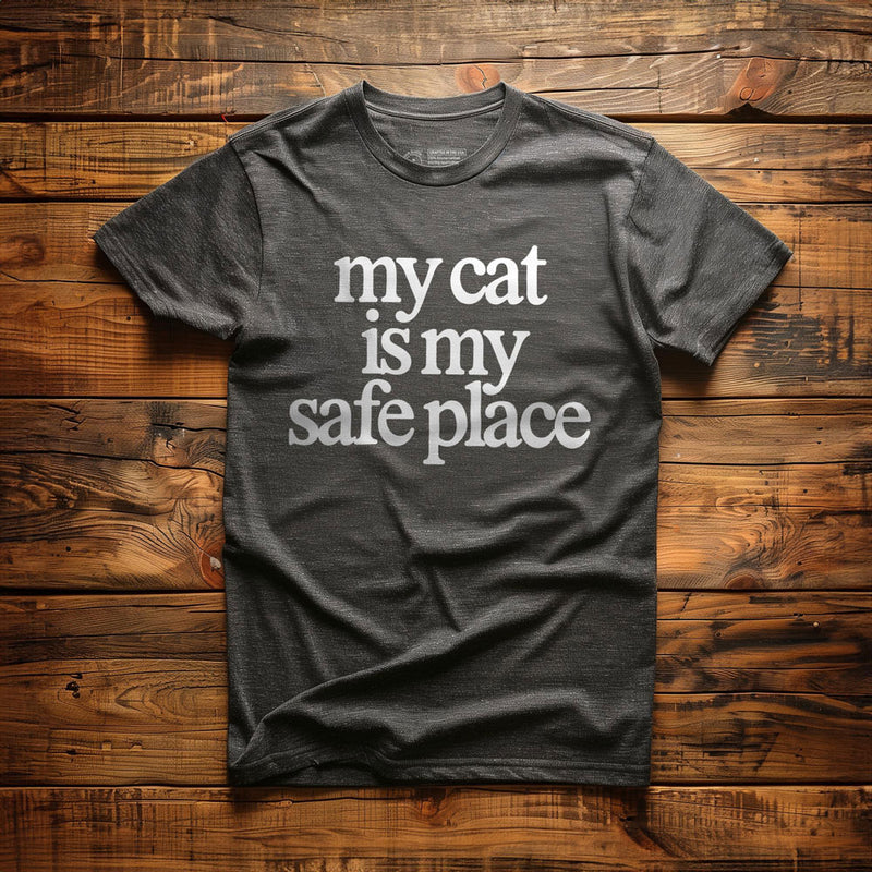My Cat Is My Safe Place - T-Shirt - Dark Grey Heather
