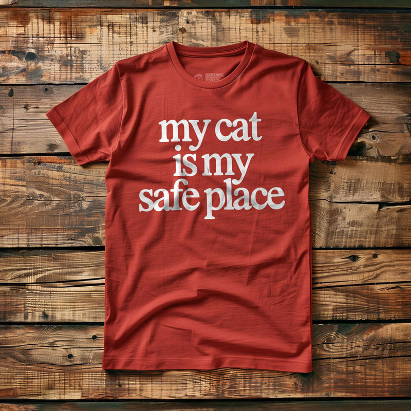 My Cat Is My Safe Place - T-Shirt - Red