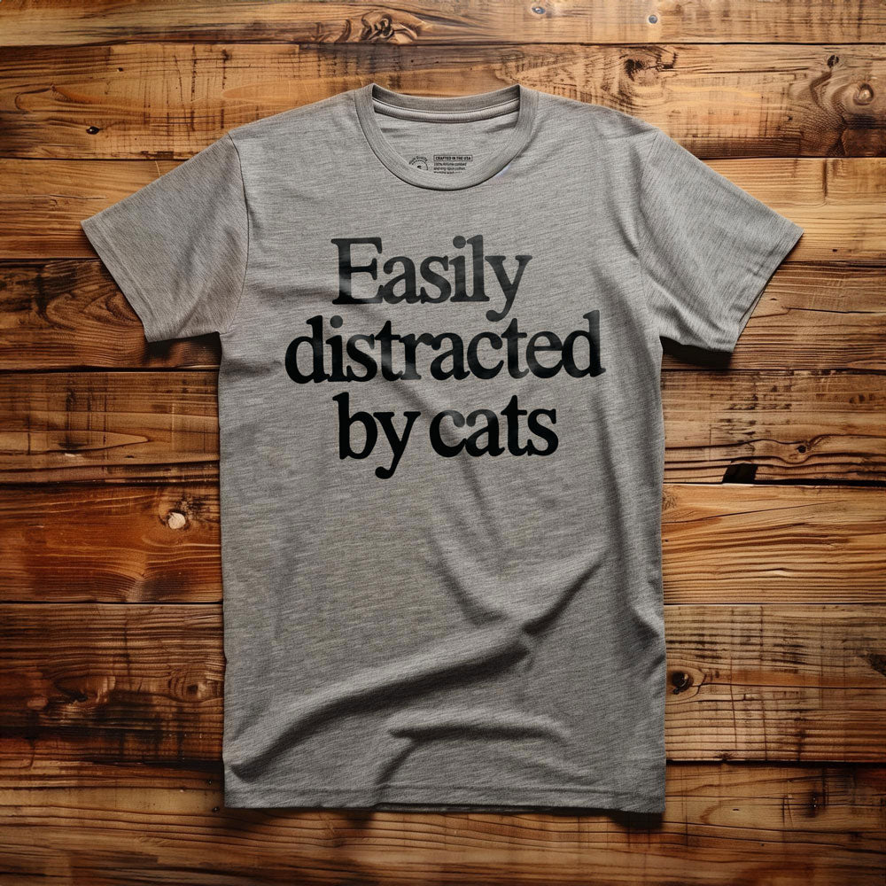 Easily Distracted by Cats - T-Shirt - Athletic Heather