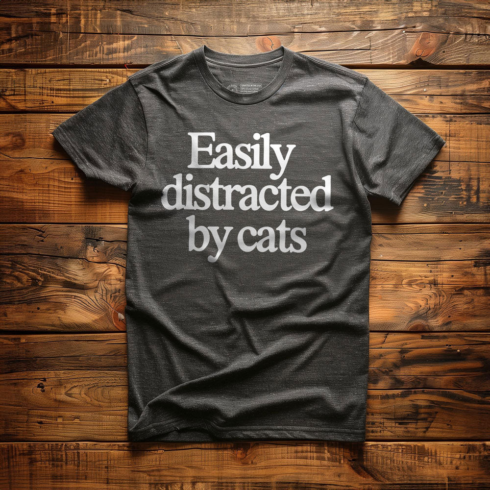Easily Distracted by Cats - T-Shirt - Dark Grey Heather