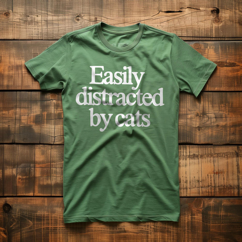 Easily Distracted by Cats - T-Shirt - Green