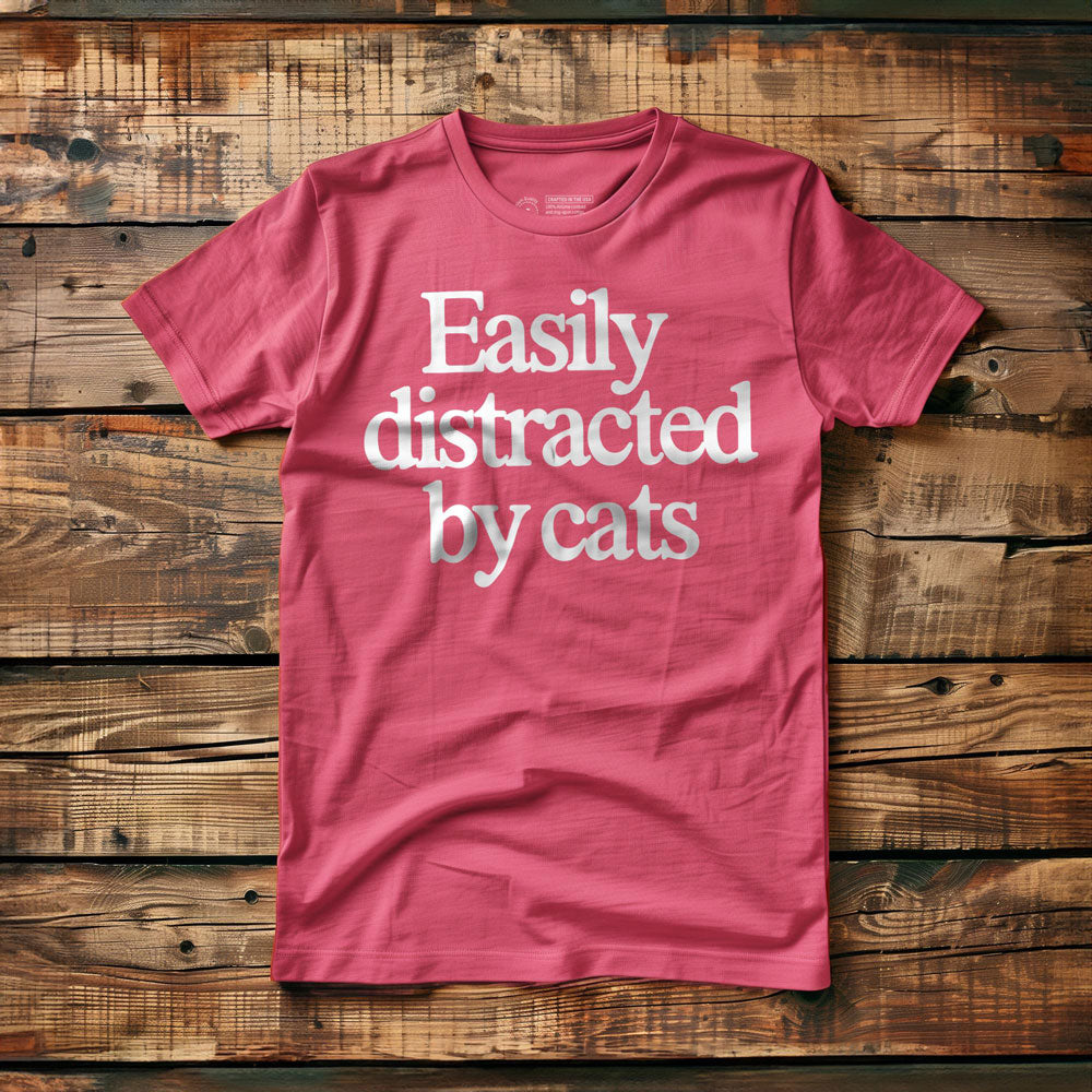 Easily Distracted by Cats - T-Shirt - Pink