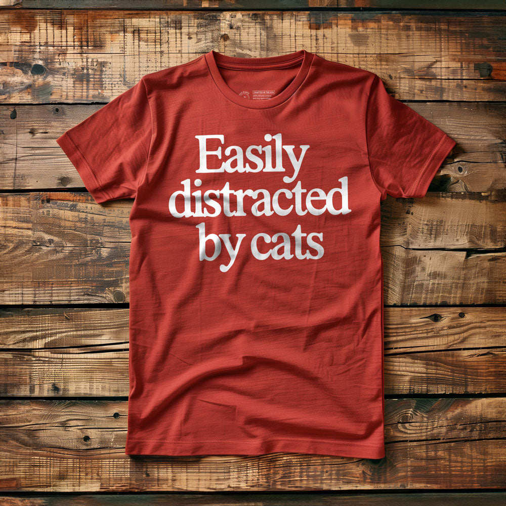 Easily Distracted by Cats - T-Shirt - Red