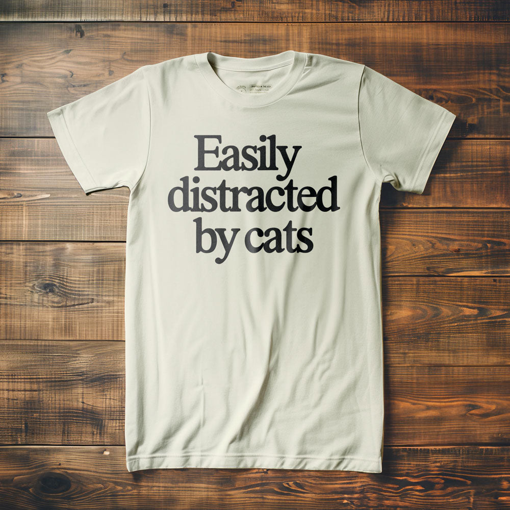 Easily Distracted by Cats - T-Shirt - Vintage White