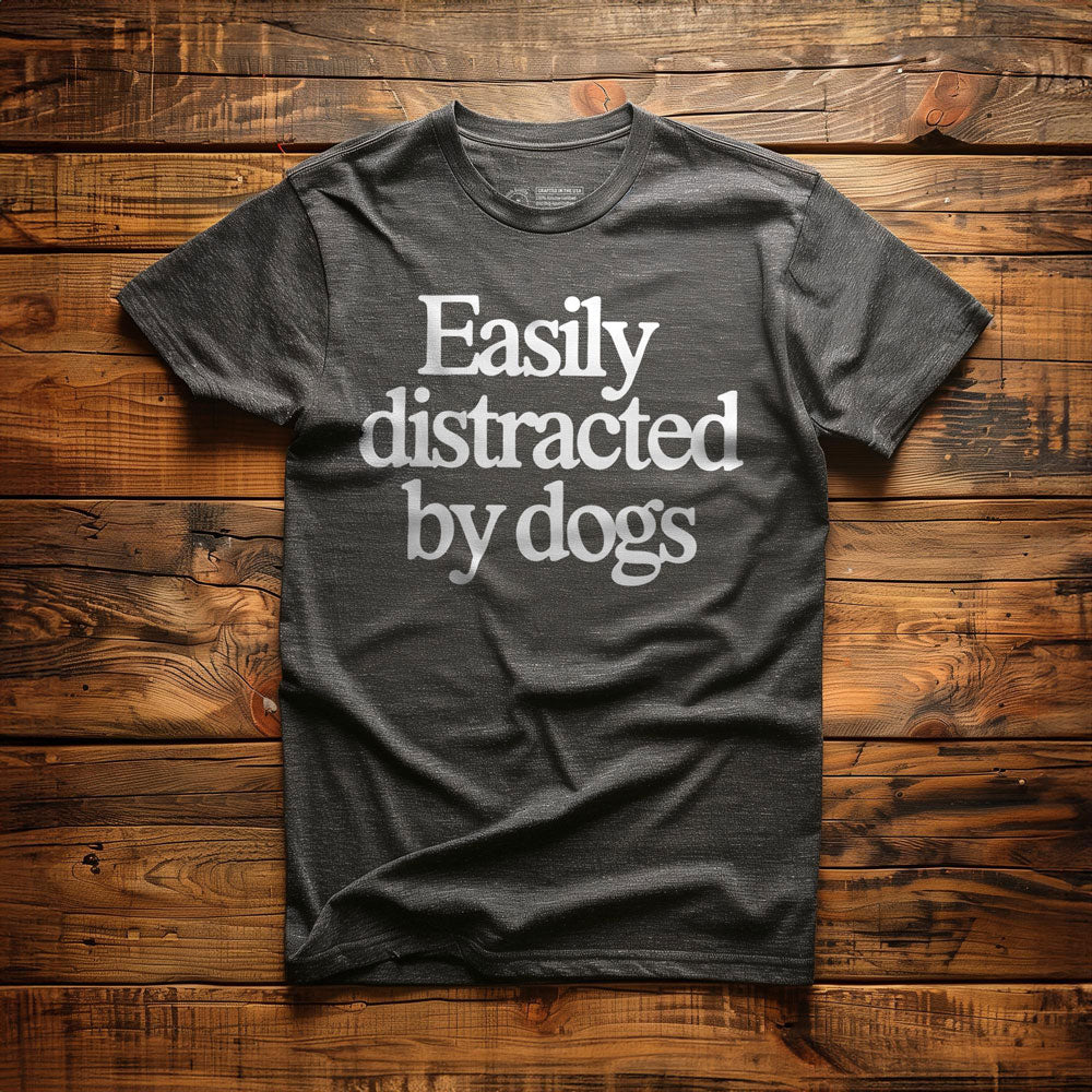 Easily Distracted by Dogs - T-Shirt - Dark Grey Heather