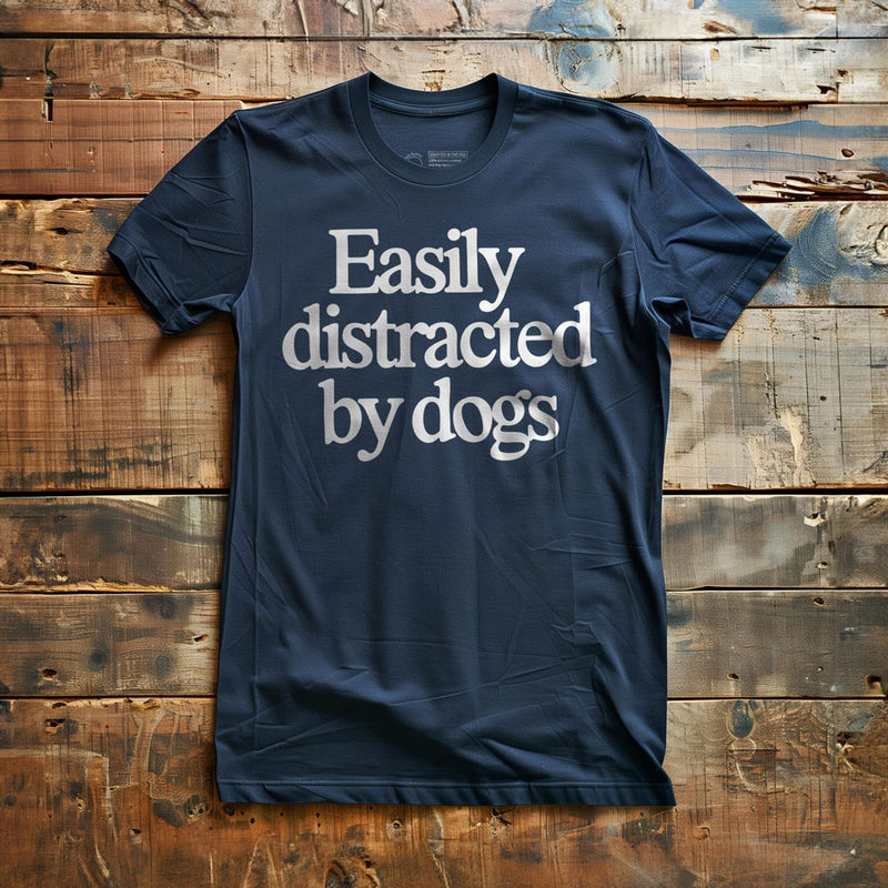 Easily Distracted by Dogs - T-Shirt - Navy