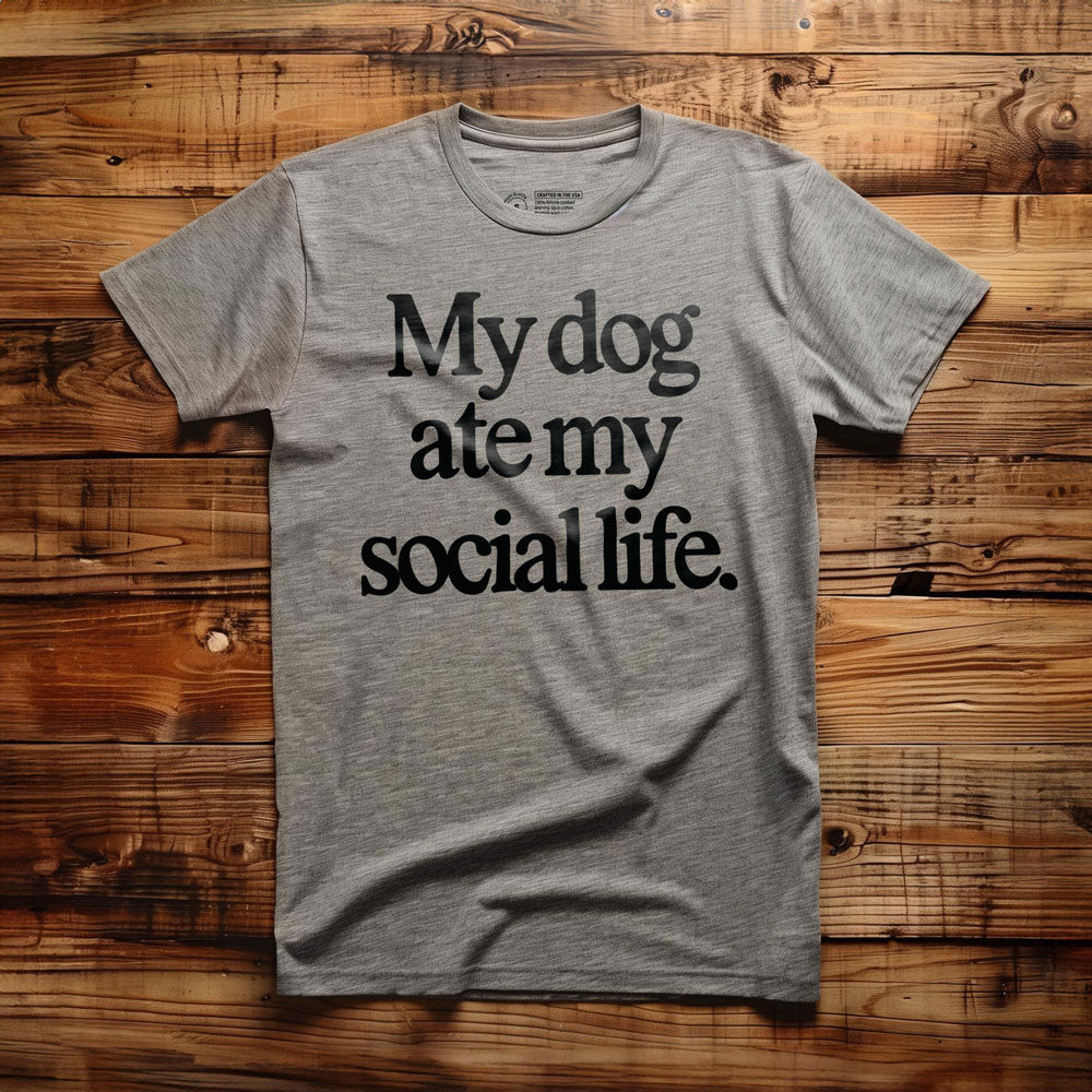 My Dog Ate My Social Life - T-Shirt - Athletic Heather