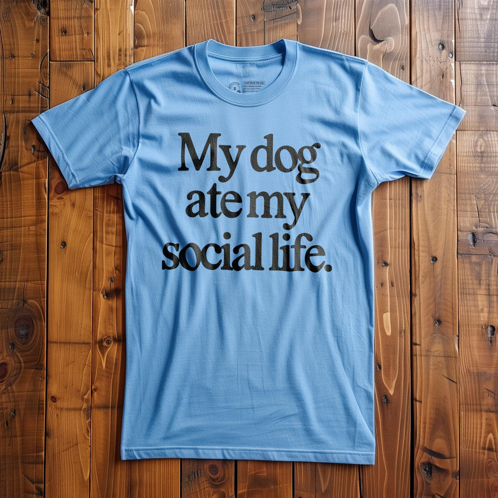 My Dog Ate My Social Life - T-Shirt - Ocean Blue