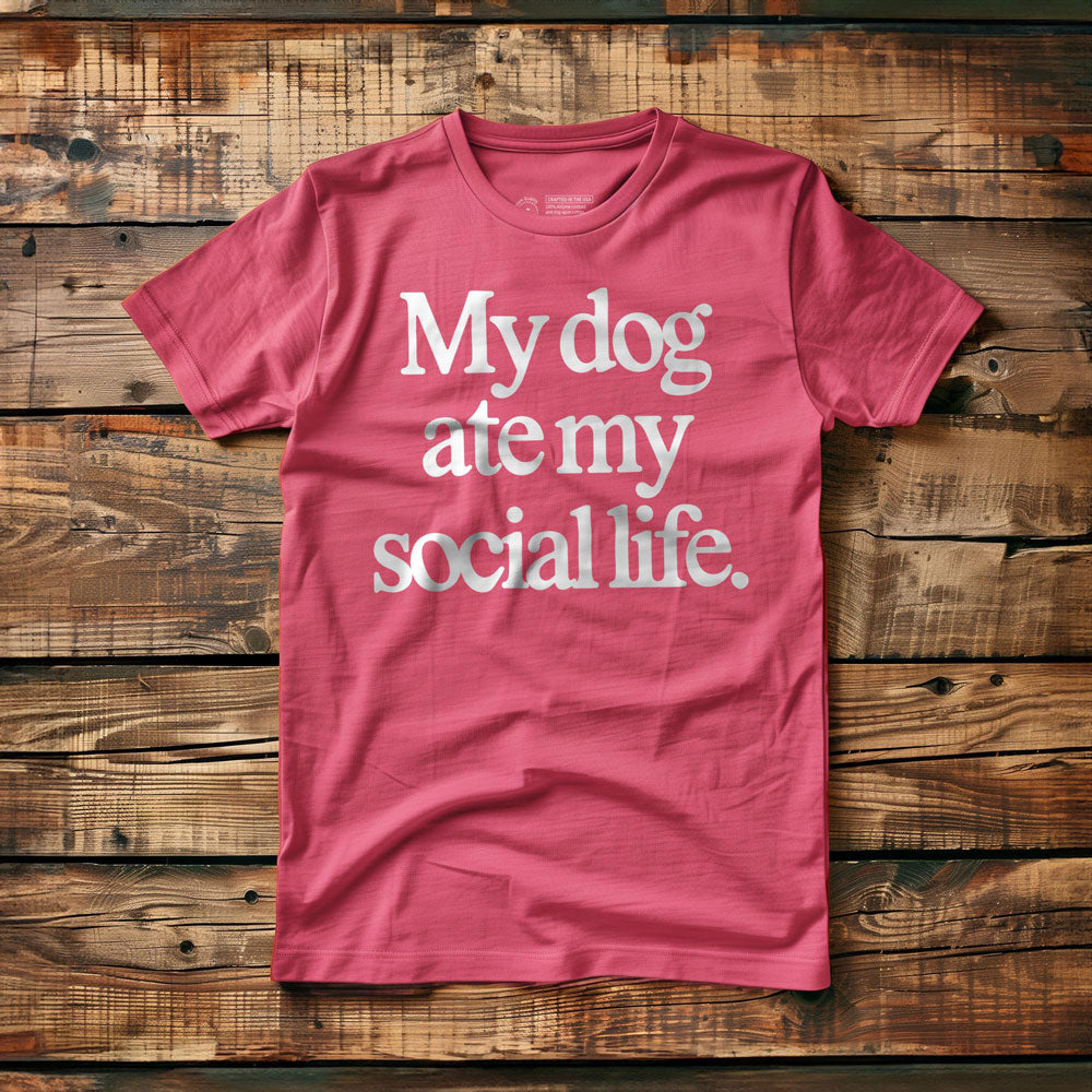 My Dog Ate My Social Life - T-Shirt - Pink
