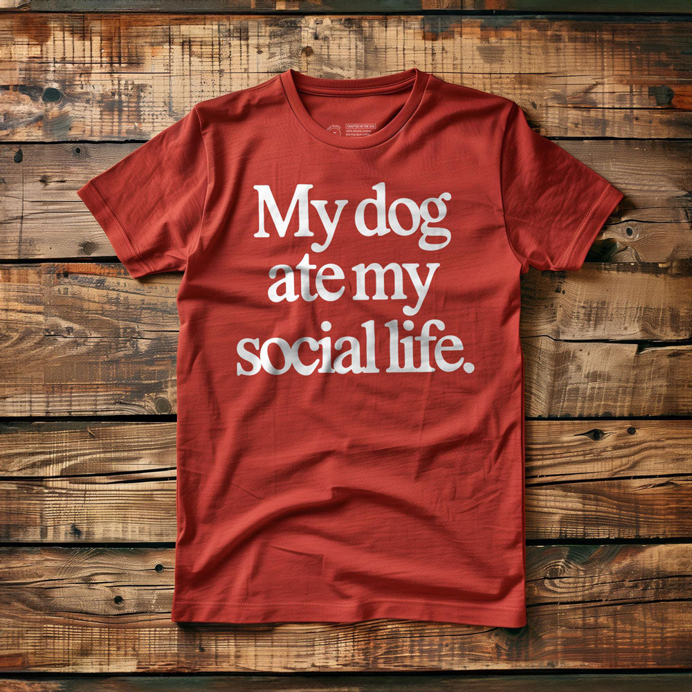 My Dog Ate My Social Life - T-Shirt - Red