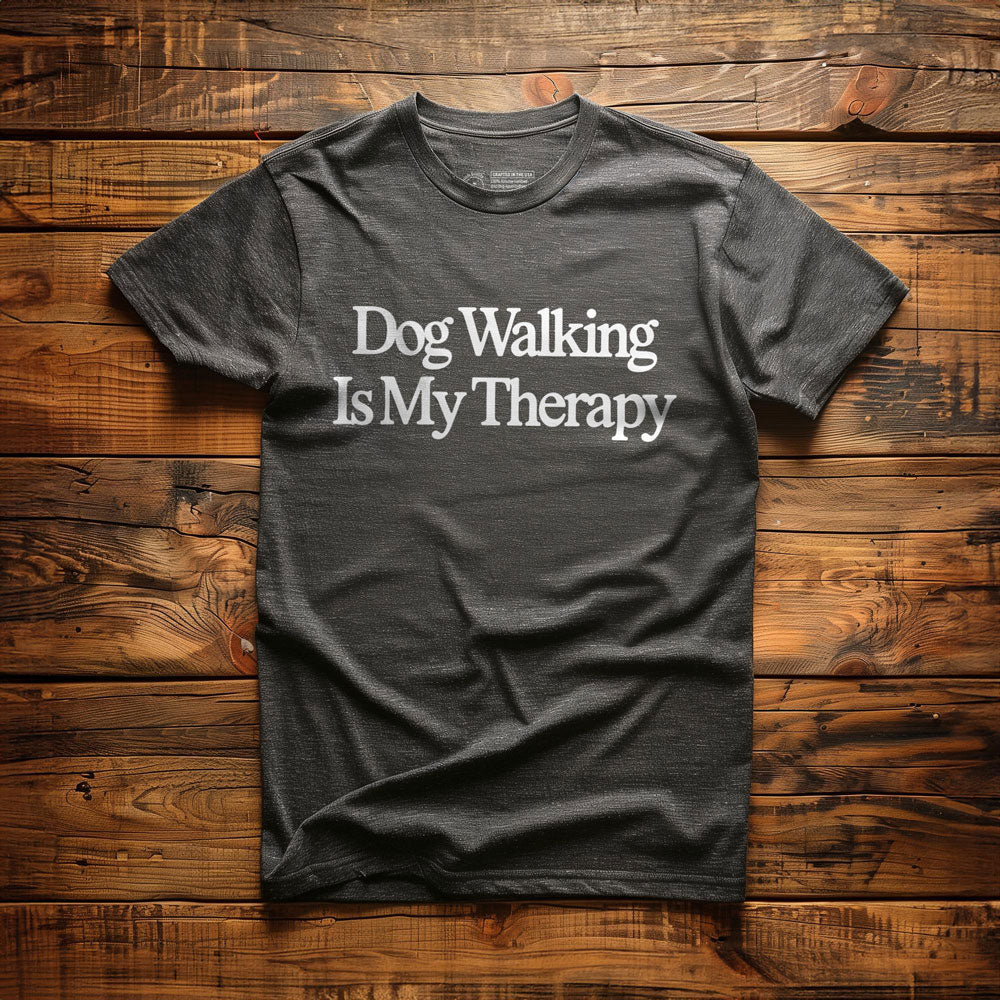 Dog Walking Is My Therapy - T-Shirt - Dark Grey Heather