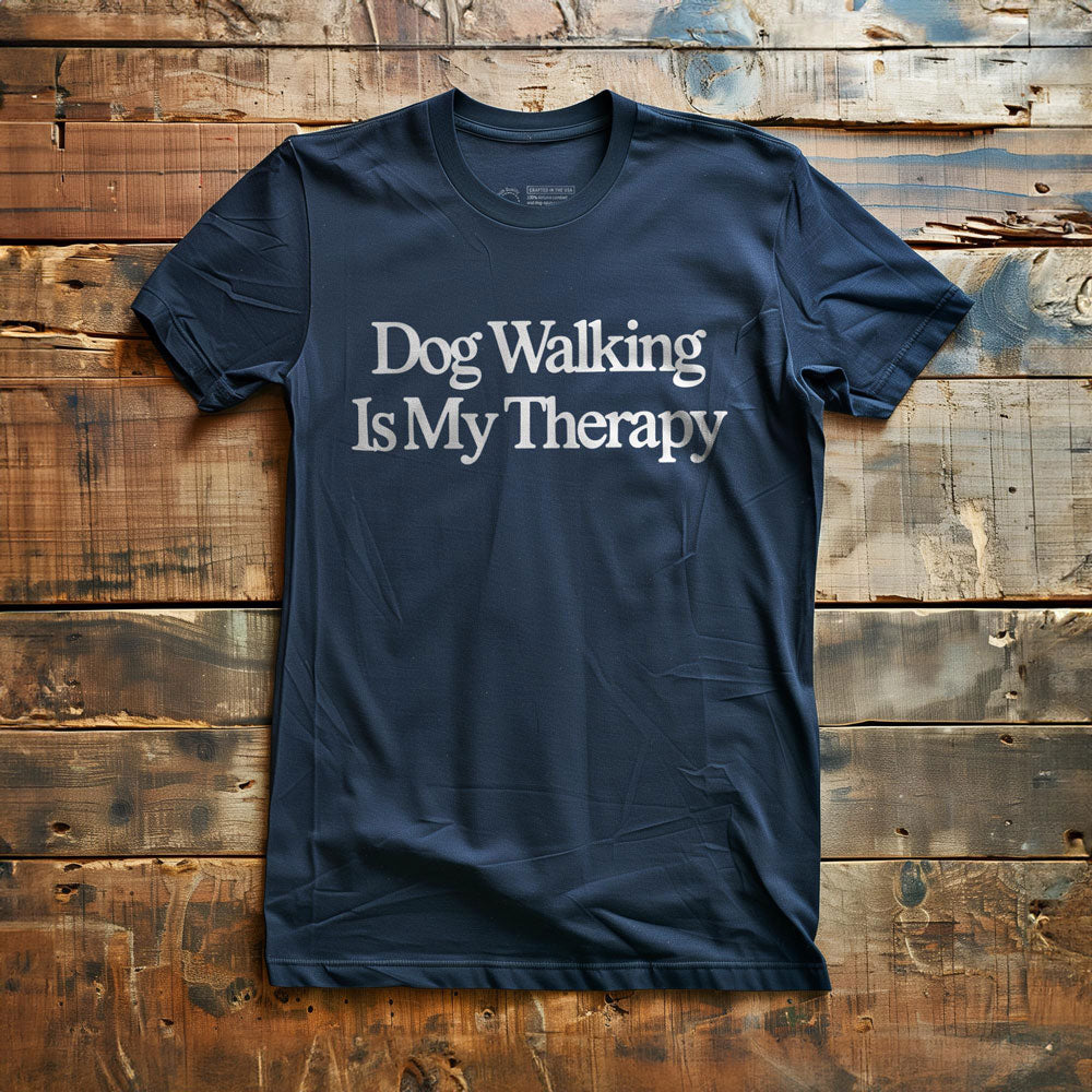 Dog Walking Is My Therapy - T-Shirt - Navy