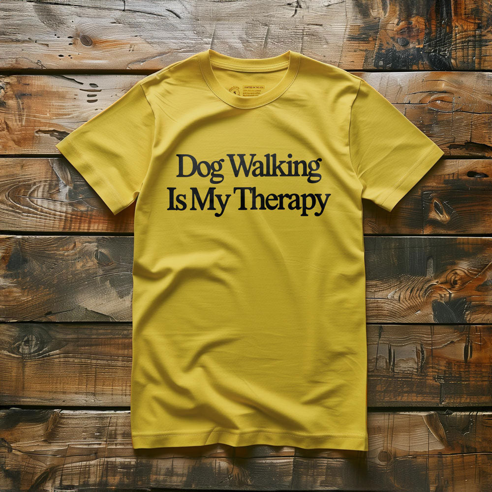 Dog Walking Is My Therapy - T-Shirt - Yellow