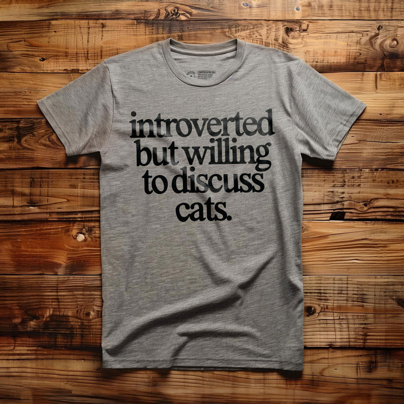 Introverted But Willing to Discuss Cats - T-Shirt - Athletic Heather