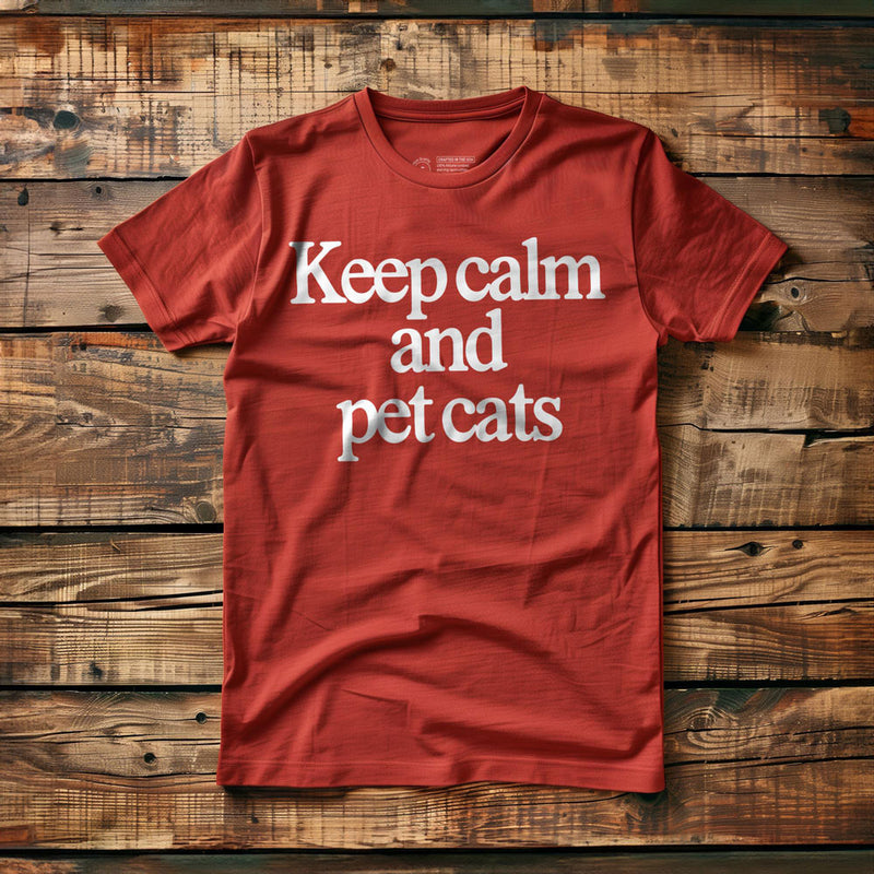 Keep Calm and Pet Cats - T-Shirt - Red