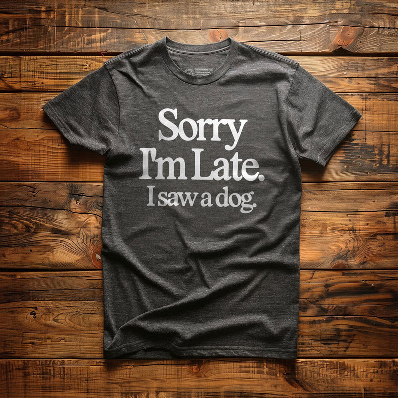 Sorry I'm Late. I Saw a Dog. - T-Shirt - Dark Grey Heather