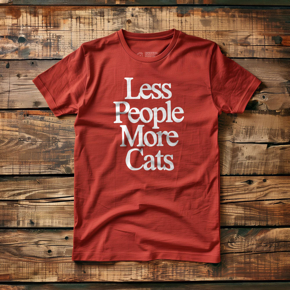 Less People More Cats - T-Shirt - Red