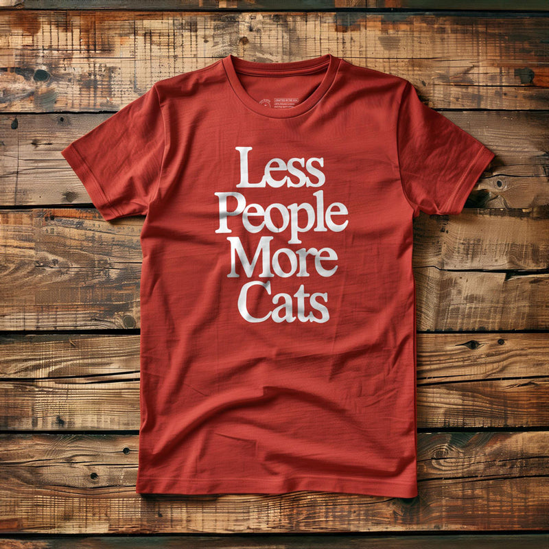 Less People More Cats - T-Shirt - Red