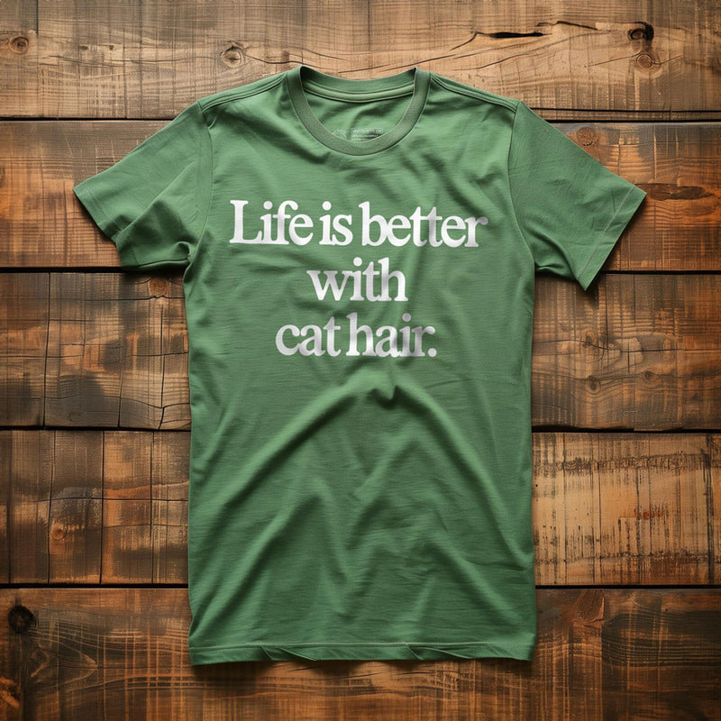 Life Is Better with Cat Hair - T-Shirt - Green