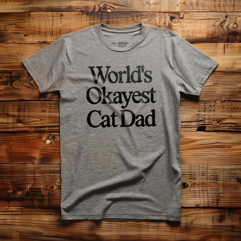 World's Okayest Cat Dad - T-Shirt - Athletic Heather