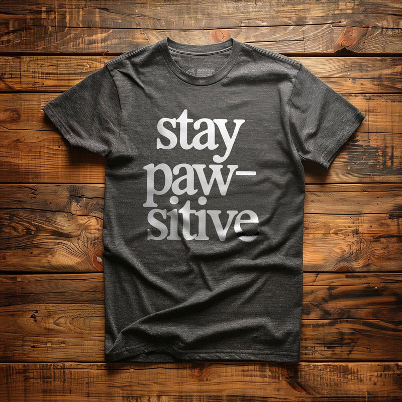 Stay Pawsitive - T-Shirt - Dark Grey Heather