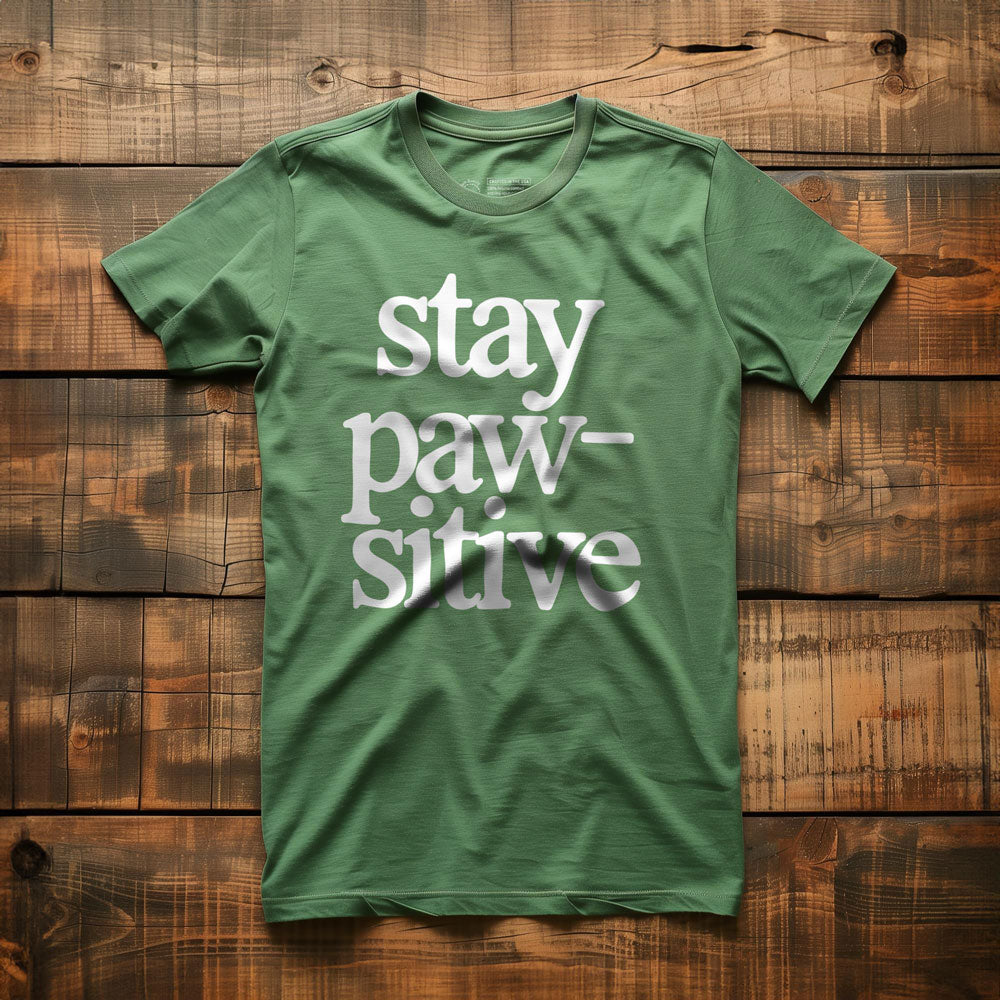 Stay Pawsitive - T-Shirt - Green
