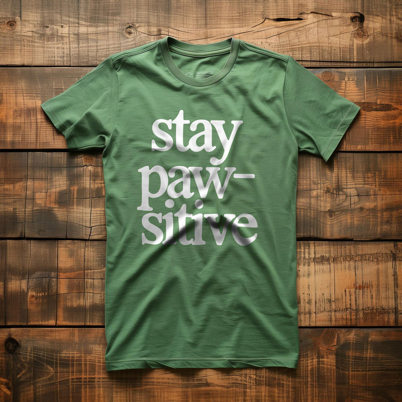 Stay Pawsitive - T-Shirt - Green