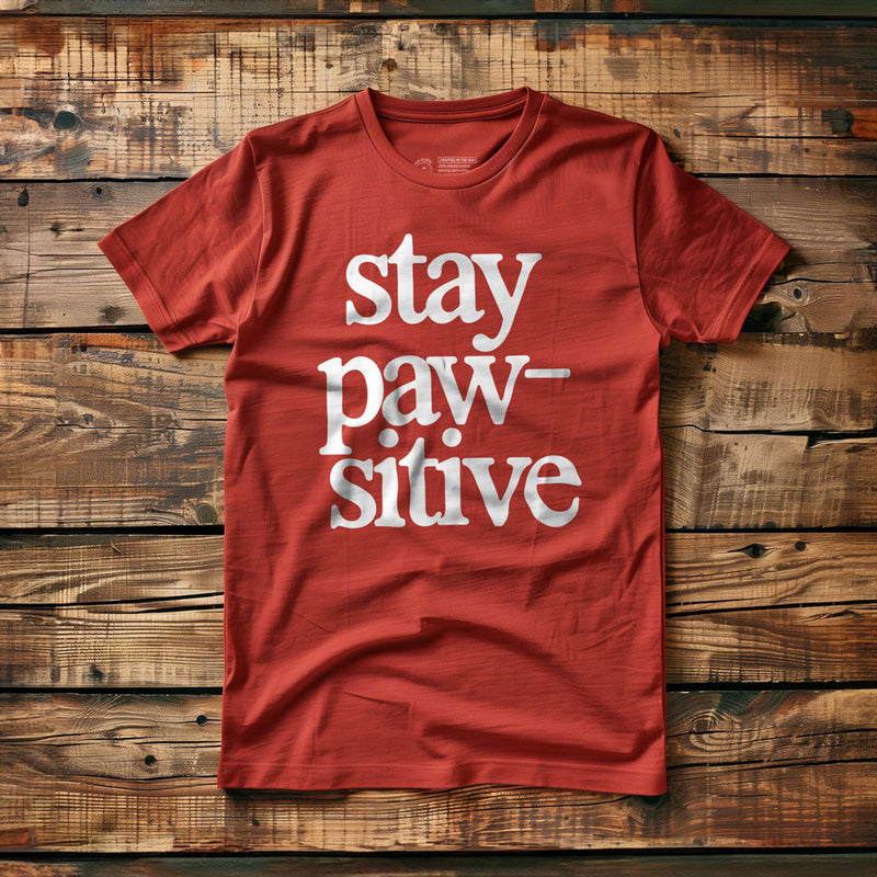 Stay Pawsitive - T-Shirt - Red