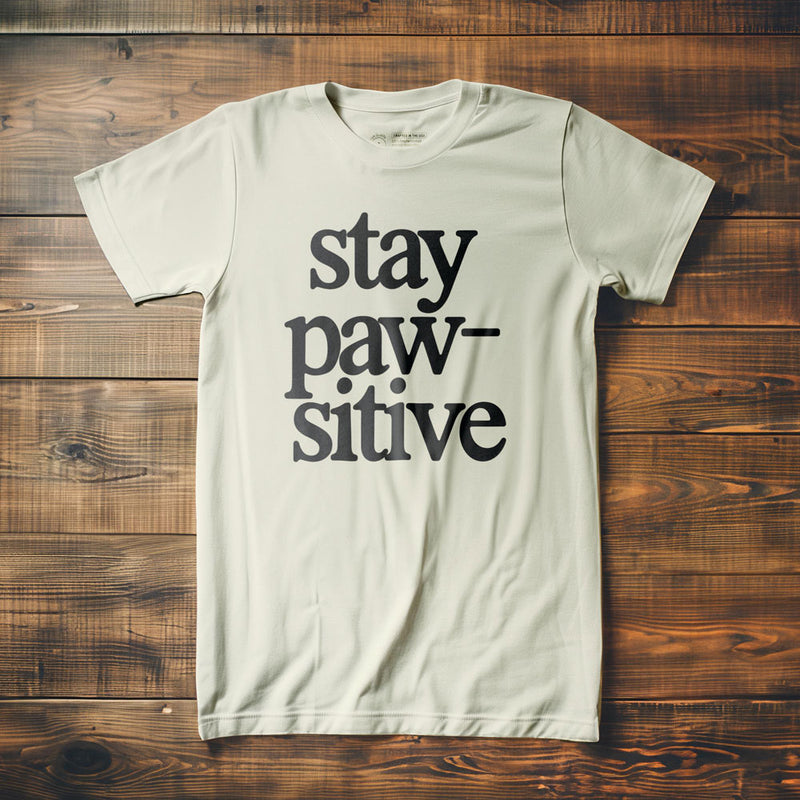 Stay Pawsitive - T-Shirt - Vintage White