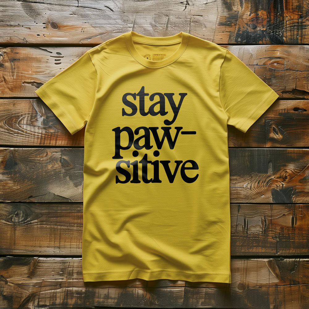 Stay Pawsitive - T-Shirt - Yellow