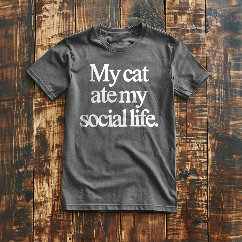 My Cat Ate My Social Life - T-Shirt - Asphalt