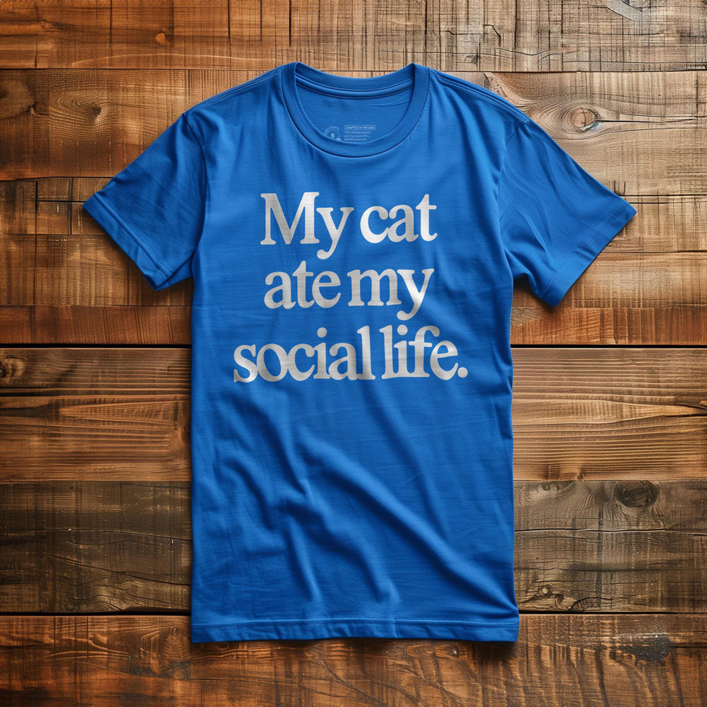 My Cat Ate My Social Life - T-Shirt - True Royal