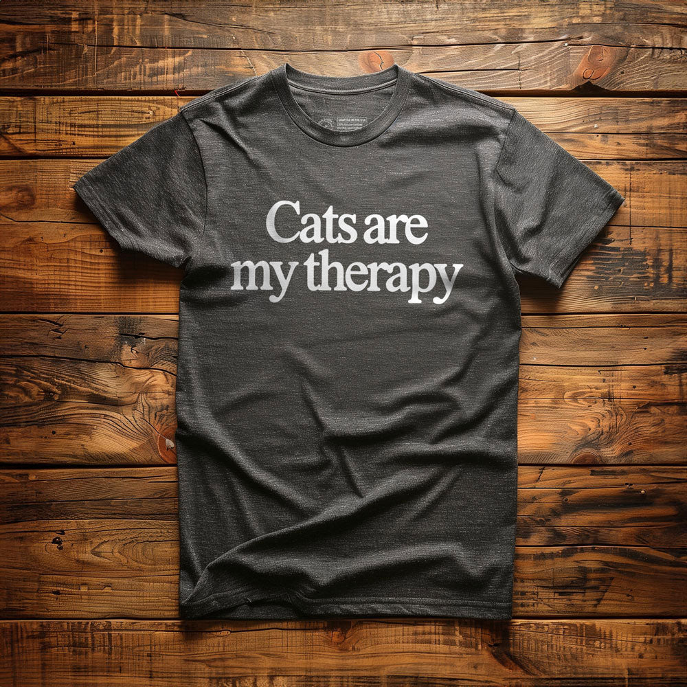 Cats Are My Therapy - T-Shirt - Dark Grey Heather