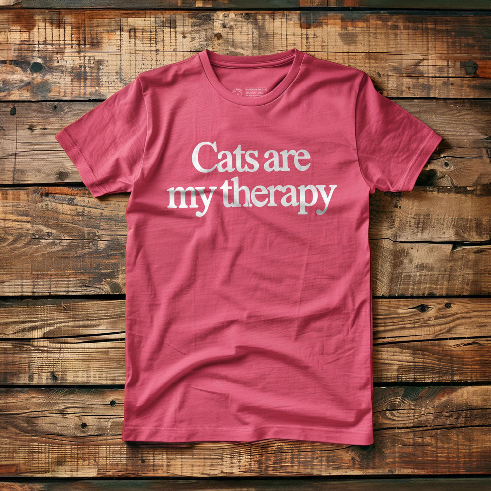 Cats Are My Therapy - T-Shirt - Pink