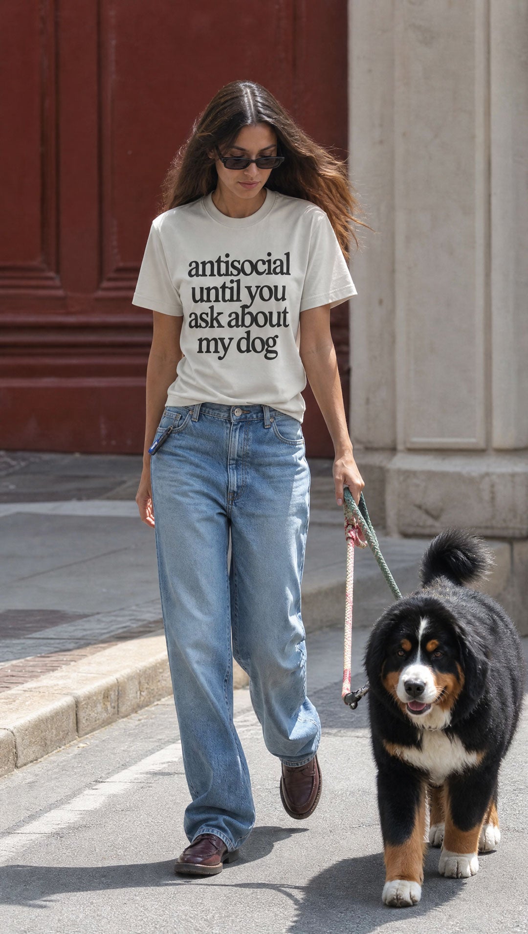 Antisocial until you ask about my dog - T-Shirt