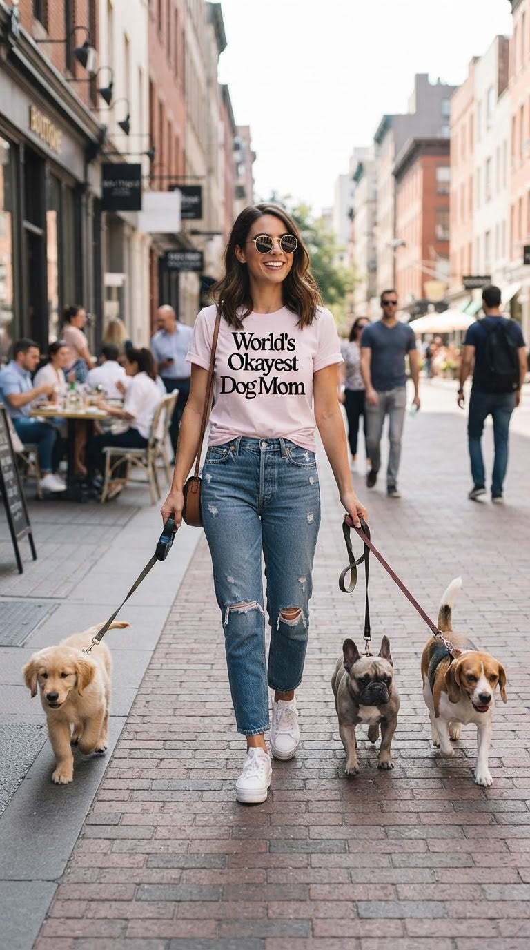 World's Okayest Dog Mom - T-Shirt